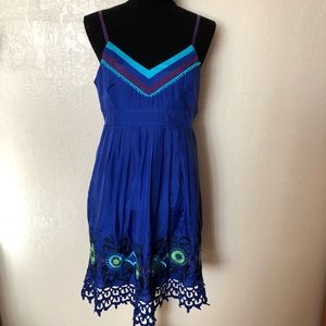 NWT Sugar Lips 100% silk embroidered dress szL